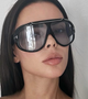 Солнцезащитные очки-маска унисекс в стиле Tom Ford Rellen Оверсайз Авиаторы с градиентными линзами и металлической вставкой Черные (AN) 34575 - изображение 1