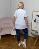 Спортивный костюм женский из турецкого кулира с футболкой свободного кроя и укороченными штанами летний G&M k-129337 54-56 Размер цвет синий - изображение 3