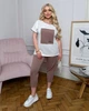 Спортивный костюм женский из турецкого кулира с футболкой свободного кроя и укороченными штанами летний G&M k-129336 58-60 Размер цвет мокко - изображение 4