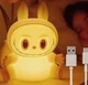 Ночник аккумуляторный Labubu желтый 2.5 Вт 14x11x8.5 см USB светодиодный из силикона для детей - изображение 1
