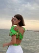 Топ на завʼязках зелений з принтом М - изображение 3