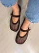 Балетки женские Meideli W5231-8 Mary Jane сетка с ремешком 41 коричневые - изображение 1