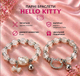 Парные браслеты Hello Kitty белый и серебристый с бусинами 8 мм на резинке, акрил + бижутерный сплав - изображение 2