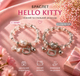 Парные браслеты Hello Kitty белый и серебристый с бусинами 8 мм на резинке, акрил + бижутерный сплав - изображение 4
