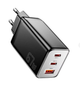 Зарядний пристрій Essager 67W GaN (2xType-C + USB-A) QC4.0 PD3.0 швидка зарядка Black - зображення 1