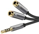 Кабель Ugreen AV141 3.5mm Male to 2x3.5mm Female Headset Splitter 20 см Black (UGR-30619) - изображение 2