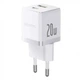 Мережевий зарядний пристрій Baseus Palm Fast Charger Type-C+USB 20W White (P10111608213-00) - зображення 2