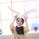 Белая шапка кролика с ушками — зверошапка Rabbit Hat для праздников и фотосессий - изображение 1