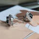 Серебряные серьги с топазом Лондон Блю 4.634ct, фианитами (2204602) - изображение 5
