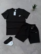 Костюм чоловічий спортивний Nike футболка шорти 2 пари шкарпеток у подарунок чорний m - изображение 6