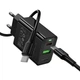 Сетевое зарядное устройство Hoco CS94A PD20W / 3A USB+Type-C быстрая зарядка / LED-индикатор + кабель Type-C-Type-C 60W Black - изображение 2