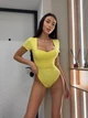 Боди PUSH-UP с коротким рукавом желтого цвета 37779 46/48 - изображение 1