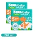 Дитячі підгузки-трусики 240 шт Dino Baby 3D Soft розмір 5 (12-17 кг) Дитячі одноразові підгузники Pants з індикатором вологи та миттєвим поглинанням Памперси трусиками пантс для дітей - зображення 1
