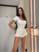 Боди PUSH-UP с коротким рукавом молочного цвета 37783 42/44 - изображение 1