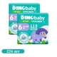 Дитячі підгузки-трусики 224 шт Dino Baby 3D Soft розмір 6 (16-24 кг) Дитячі одноразові підгузники Pants з індикатором вологи та миттєвим поглинанням Памперси трусиками пантс для дітей - зображення 1