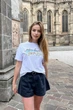 Жіноча футболка з принтом вільного крою з віскози літня Seventeen S-M Білий (2000000177410) - изображение 7