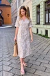Жіноча літня сукня з принтом з льону вільного крою з рюшами Seventeen S-M Капучино (2000000177335) - изображение 4