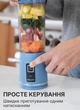 Портативний акумуляторний блендер шейкер пляшка для смузі та коктейлів з USB-зарядкою 6 лез фітнес блендер для смузі та коктейлів міні блендер Синій - зображення 3