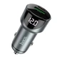 Автомобільний зарядний пристрій Type-C+USB HOCO Z42 Light з дисплеєм 20 W сріблястий - изображение 4