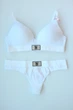 Комплект білизни Victoria's Secret Cotton Lightly Lined Wireless Bra Shine Patch White Set 32C-XS - зображення 1