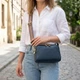 Женская кожаная сумка Vintage синяя 22x14x6,5 см маленькая на два отделения 60799 - изображение 1