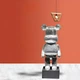 Фигурка Bearbrick серебряного цвета на подставке SUPREME 155 см. Дизайнерская игрушка Беарбрик. Фигурка Be@rbrick - изображение 2