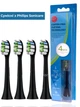 Насадки для зубной щетки Philips Sоnicare Филипс W2 Optimal Black HX6064 (4 шт), сменные головки для отбеливания совместимые с DiamondClean, ProtectiveClean, 3100, 4300, 4500, 5100, 6100, универсальные сменные насадки чорні - изображение 1