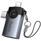 Перехідник HOCO UA46D OTG 2in1 Lightning male/Type-C male to USB female (Metal gray) (250903) - зображення 4