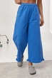 Свободные укороченные котоновые брюки с рюшами Lurex Синий M (1605) - изображение 5