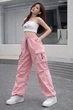 Женские широкие карго штаны oversize с карманами 2XL — модные трендовые брюки свободного кроя в стиле streetwear - изображение 3