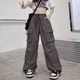 Женские широкие карго штаны oversize с карманами S — модные трендовые брюки свободного кроя в стиле streetwear - изображение 5