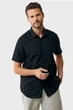 Чоловіча чорна лляна сорочка BRANDON Basic linen shirt short sleeve Mexx XL MF007200251M - изображение 1