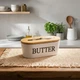 Маслянка порцелянова з бамбуковою кришкою та ножем шпателем для масла Butter 19х10х8 см аксесуар для зберігання вершкового масла на кухні Білий - зображення 8