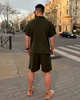 Костюм-двойка мужской трикотажный из эластана Лакоста с футболкой-поло и шортами летний G&M k-129410 58-60 Размер цвет хаки - изображение 3
