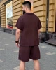 Костюм-двойка мужской трикотажный из эластана Лакоста с футболкой-поло и шортами летний G&M k-129409 50-52 Размер цвет шоколад - изображение 4
