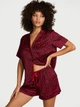 Сатиновая атласная женская пижама Victoria's Secret рубашка + шорты черная с сердечками QNP76 размер XS - изображение 1
