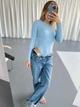 Боді жіночий – базовий у рубчик Hype brand 045 Блакитний 44-46 - зображення 4