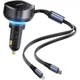 Автомобільний зарядний пристрій Зарядка в авто Baseus Enjoyment Pro Retractable 60W USB з висувними кабелями Type-C/Lightning 0.70м (C00057802111-02) Black - зображення 2