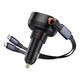Автомобільний зарядний пристрій Зарядка в авто Baseus Enjoyment Pro Retractable 60W Type-C з висувними кабелями Type-C/Lightning 0.70м (C00057802111-00) Black - зображення 3