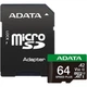 Карта памъяти microSDXC (UHS-1 U3) A-DATA SPEED PLUS 64Gb Class 10 V30 A2 (R-160Mb/s W140Mb/s) (adapter SD) - изображение 1
