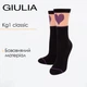 Детские хлопковые гольфы Giulia KG1 CRISTAL 007 16 Black-nero/violet, с рисунком сердечко, черные, на каждый день - изображение 1