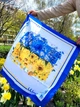 Женский шейный Патриотический платок Флаг цветов синий желтый белый шелк 70х70 см 05000 - изображение 1