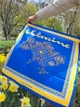 Женский шейный Патриотический платок Карта Украины с надписью синий с желтым шелк 70х70 см 05017 - изображение 1