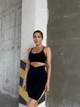 Спортивные женские велосипедки Soft SQ с перекрестным поясом и эффектом push up для фитнеса и йоги Однотонные Бесшовные с утяжкой V-пояс M Черные (SQVL01M) - изображение 8