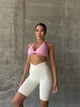 Спортивные женские велосипедки Soft SQ с перекрестным поясом и эффектом push up для фитнеса и йоги Однотонные Бесшовные с утяжкой V-пояс M Молочные (SQVL06M) - изображение 6