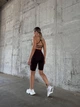 Спортивные женские велосипедки Soft SQ с перекрестным поясом и эффектом push up для фитнеса и йоги Однотонные Бесшовные с утяжкой V-пояс M Темный шоколад (SQVL03M) - изображение 2