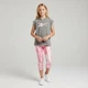 Костюм Reebok спортивний комплект футболка + капрі дитячий підлітковий на дівчинку 164 см (13-14 років) сірий, рожевий - изображение 1