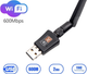 USB 2.0 Wi-Fi з антеною адаптер Realtek 8811CU AC600 600Мбіт/с 2 діапазону 2.4G+5G мережна карта 802.11ac (807501792) Чорний - изображение 4