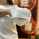 Блуза женская однотонная атласная вырезы на рукавах 3XL белая - изображение 5