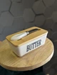 Масленка фарфоровая "Butter” с бамбуковой крышкой и ножом в комплекте, 15х8.5х7.5 см - изображение 3